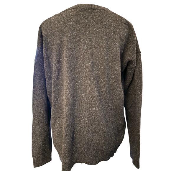 Eberjey Wool Blend Heathered V-Neck Sweater, Dark Charcoal Gray, Size Small - Picture 4 of 5